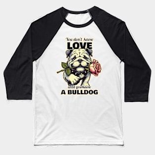 Bulldog Valentine"s day Baseball T-Shirt